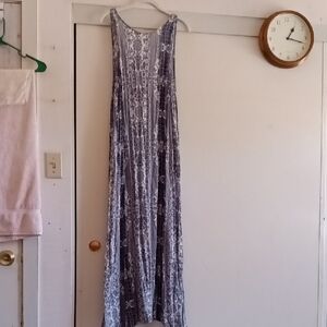 Flynn Skye Blue and White Sleeveless Low Back Sundress 100% Cotton Dress Sz Sm